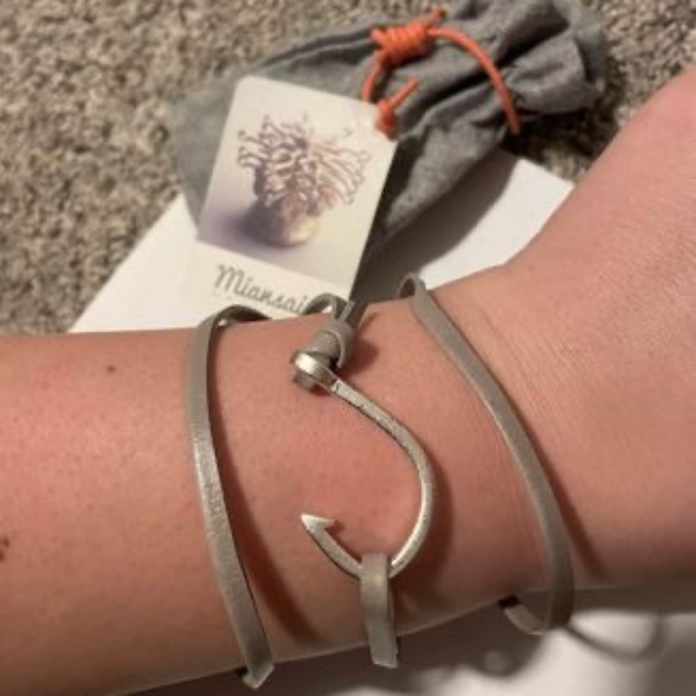 Miansai: Women’s Gray Wrap Around Bracelet with Silver Hook Clasp